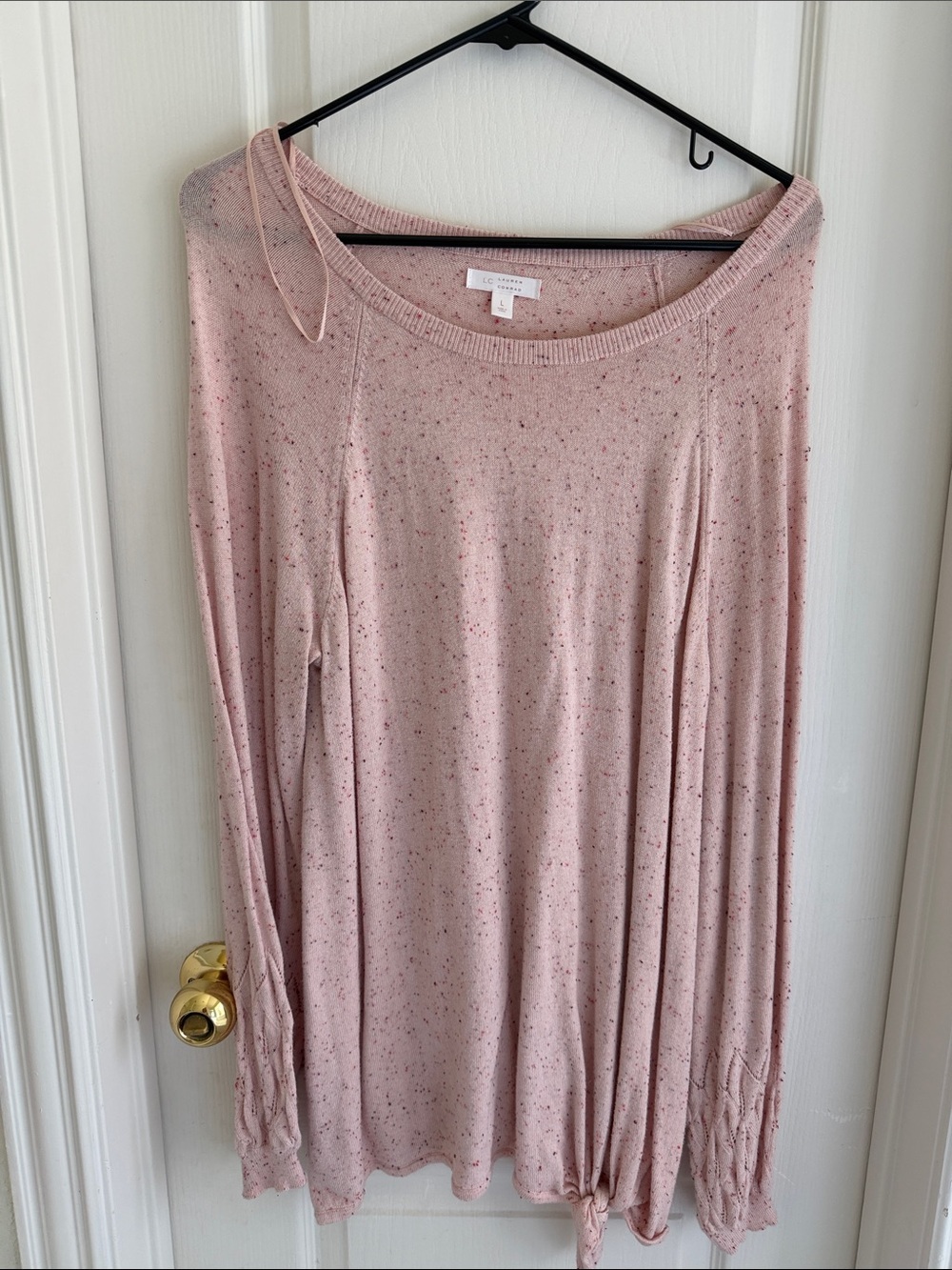 LC Lauren Conrad Pink Speckled Long Sleeve Knit Dress